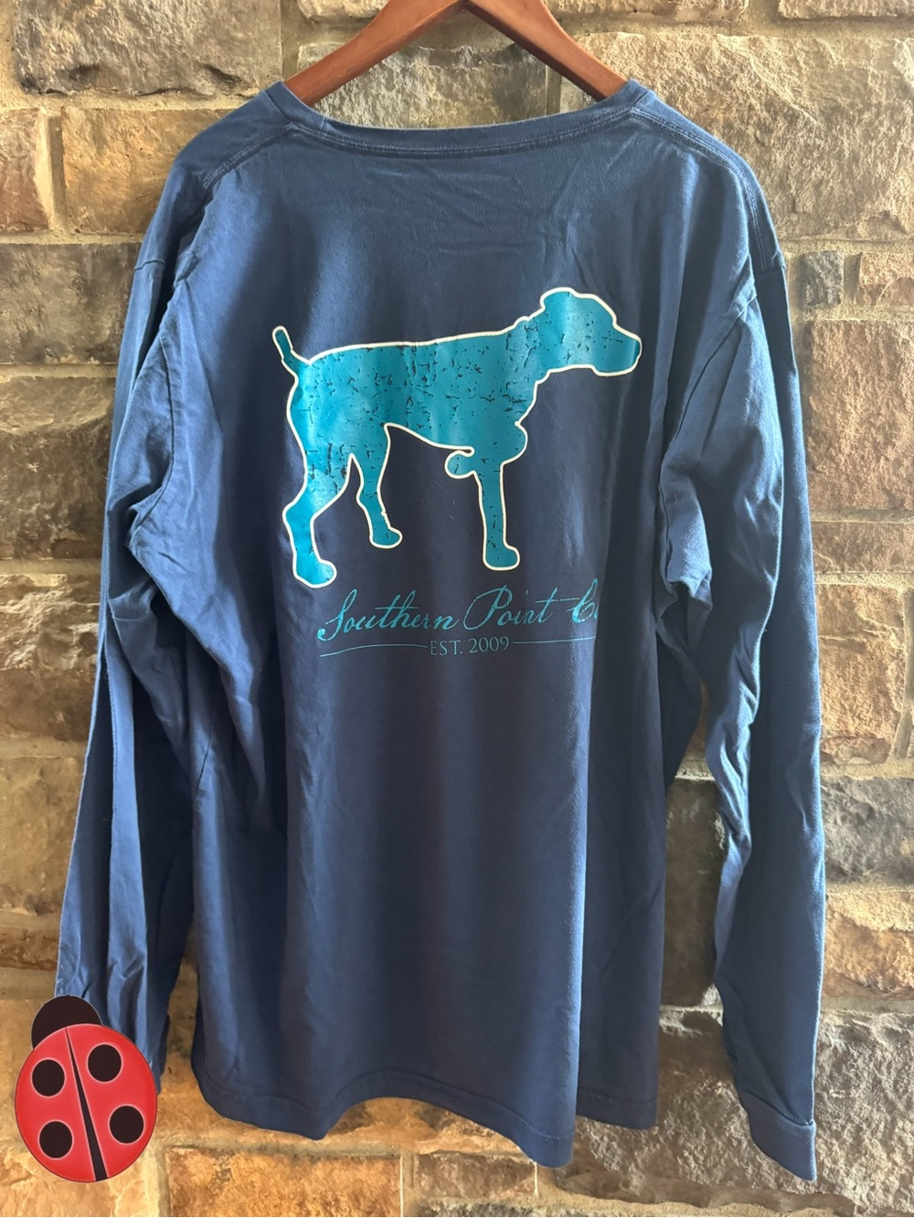 Blue Long-Sleeve Dog Graphic Tee - XXL